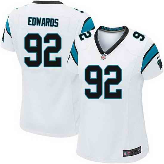 Nike Panthers #92 Dwan Edwards White Team Color Women Stitched NFL Jersey